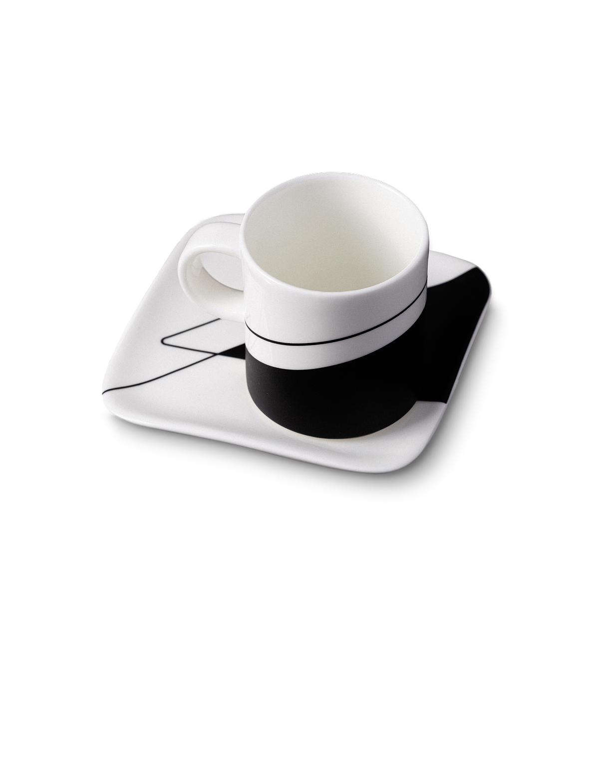 Black and White Tea Cup & Saucer (Set of 4) | Fine Bone China
