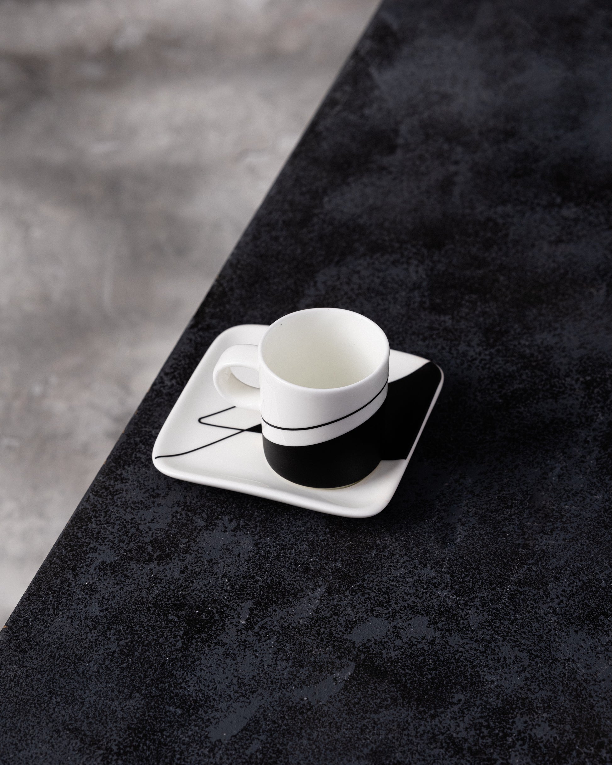 B & W Espresso Cup & Saucer