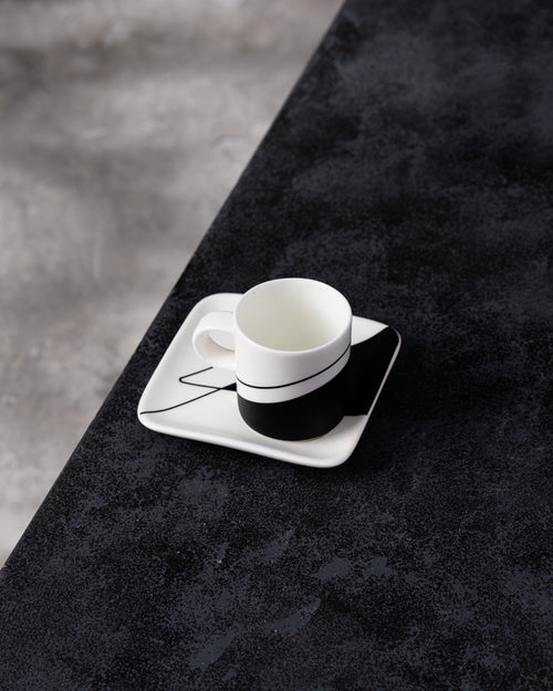 B & W Espresso Cup & Saucer