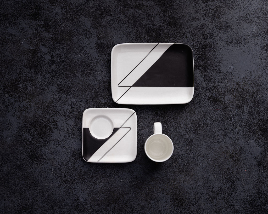 B & W Espresso Cup & Saucer