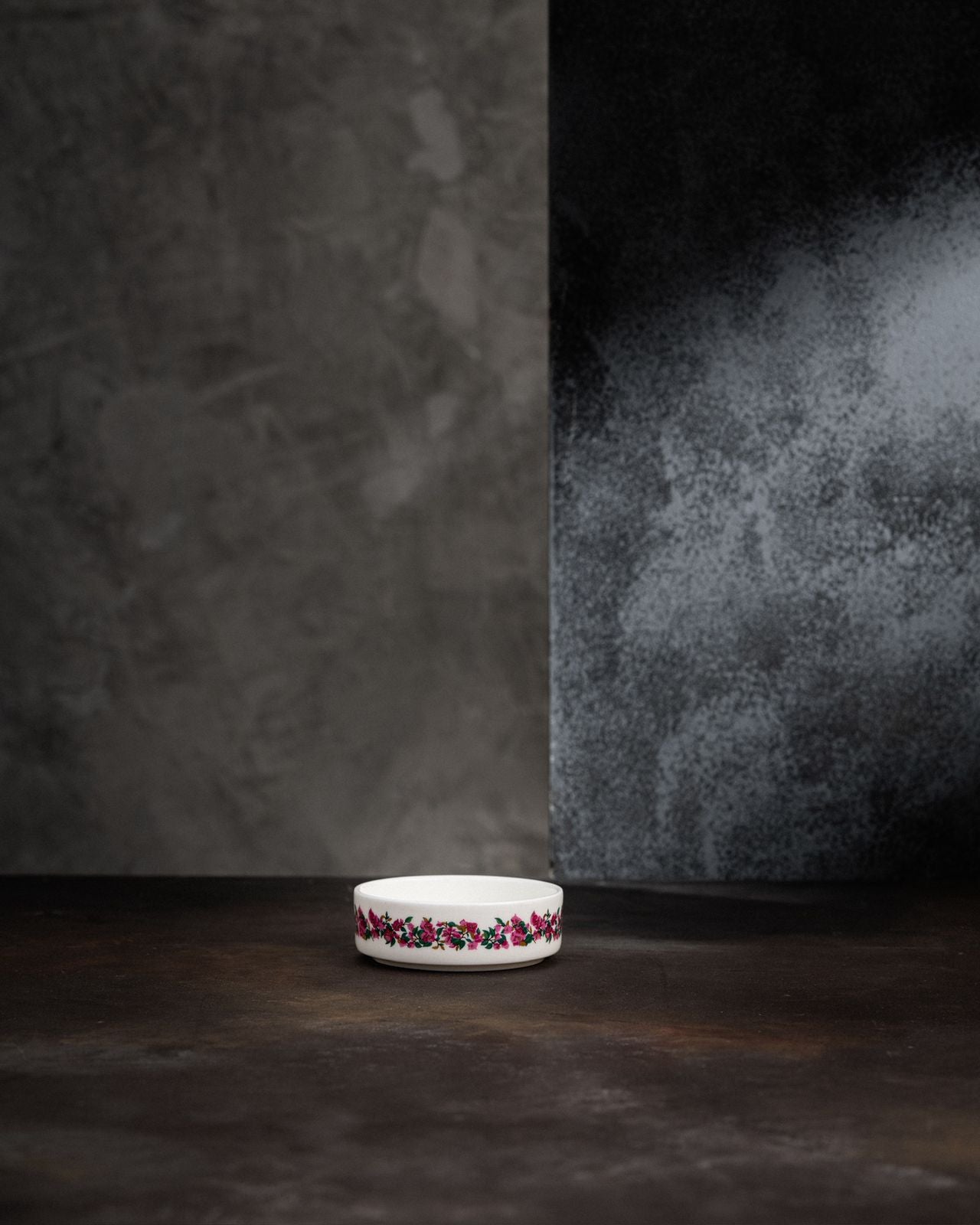 White ceramic bowl with floral design
